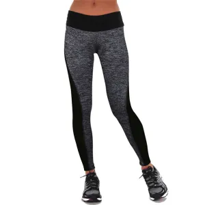 2017  Black/Gray Women's Fitness Leggings Workout Pants Panelled Ladies High Waist Leggins Quickdrying Wear Trousers