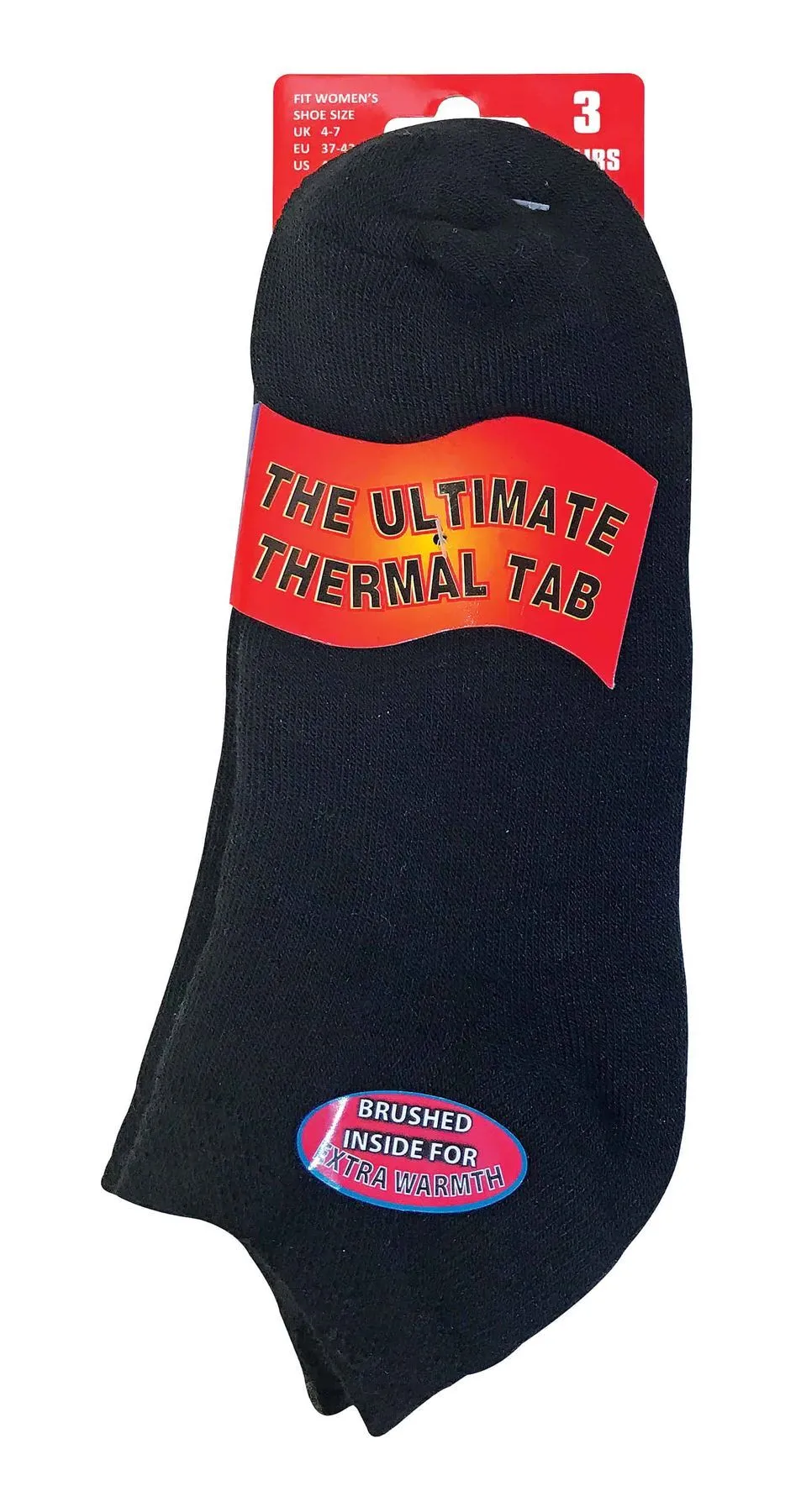 3 Pairs Ladies Thermal Trainer Socks (4-7 UK / TTS Black)