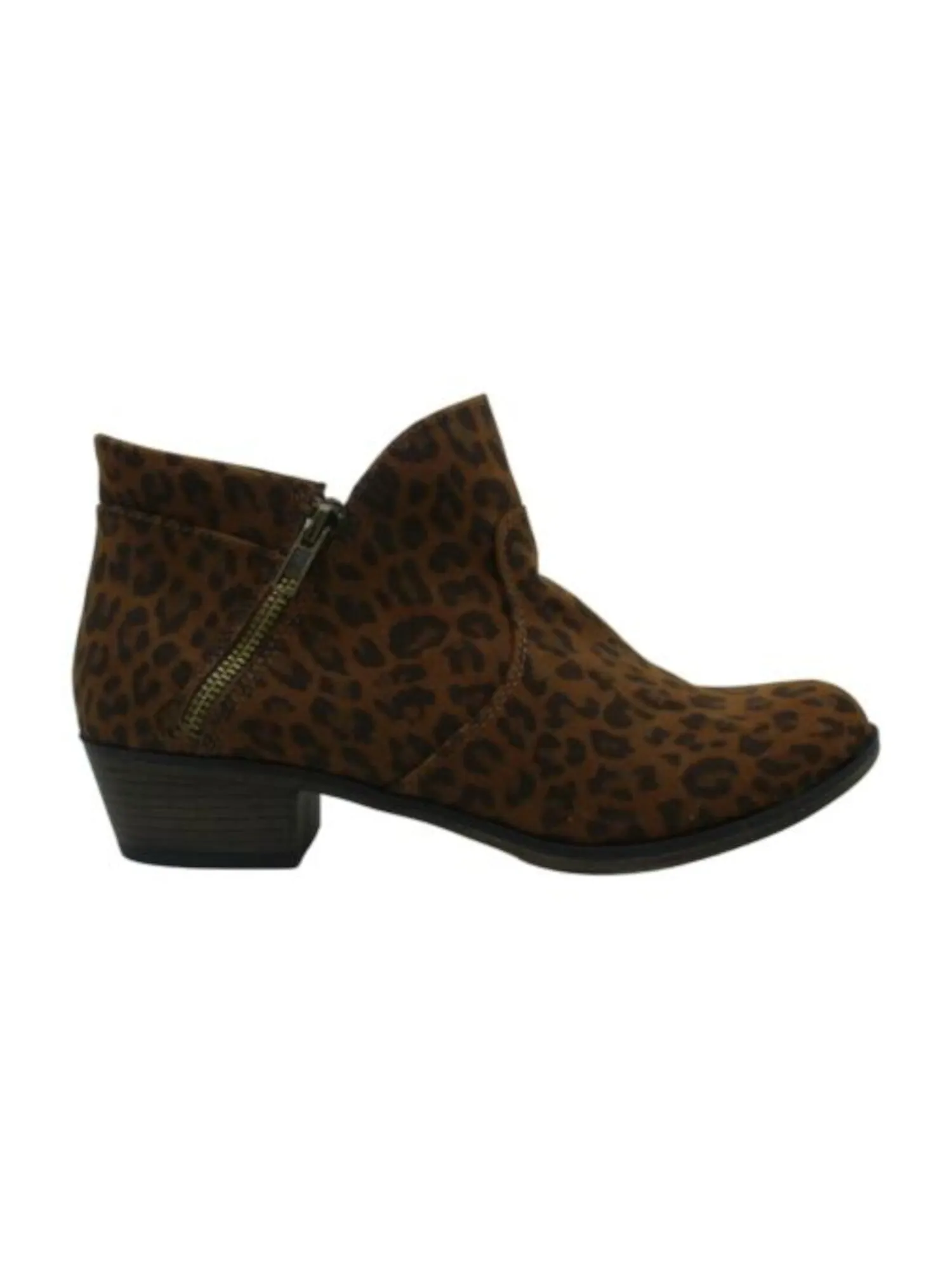 AMERICAN RAG Womens Brown Animal Print Abby Round Toe Block Heel Booties M