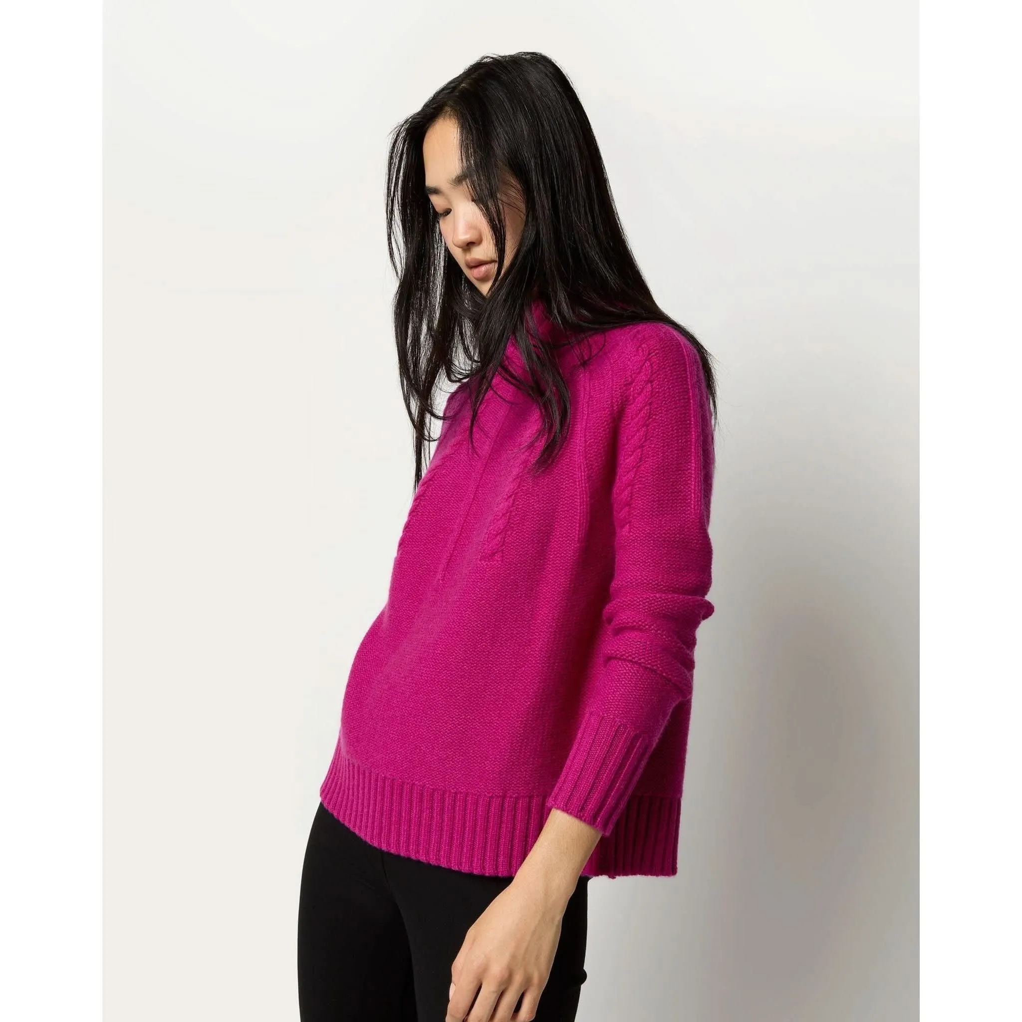 Ann Mashburn Elsey Funnel-Neck Sweater Magenta