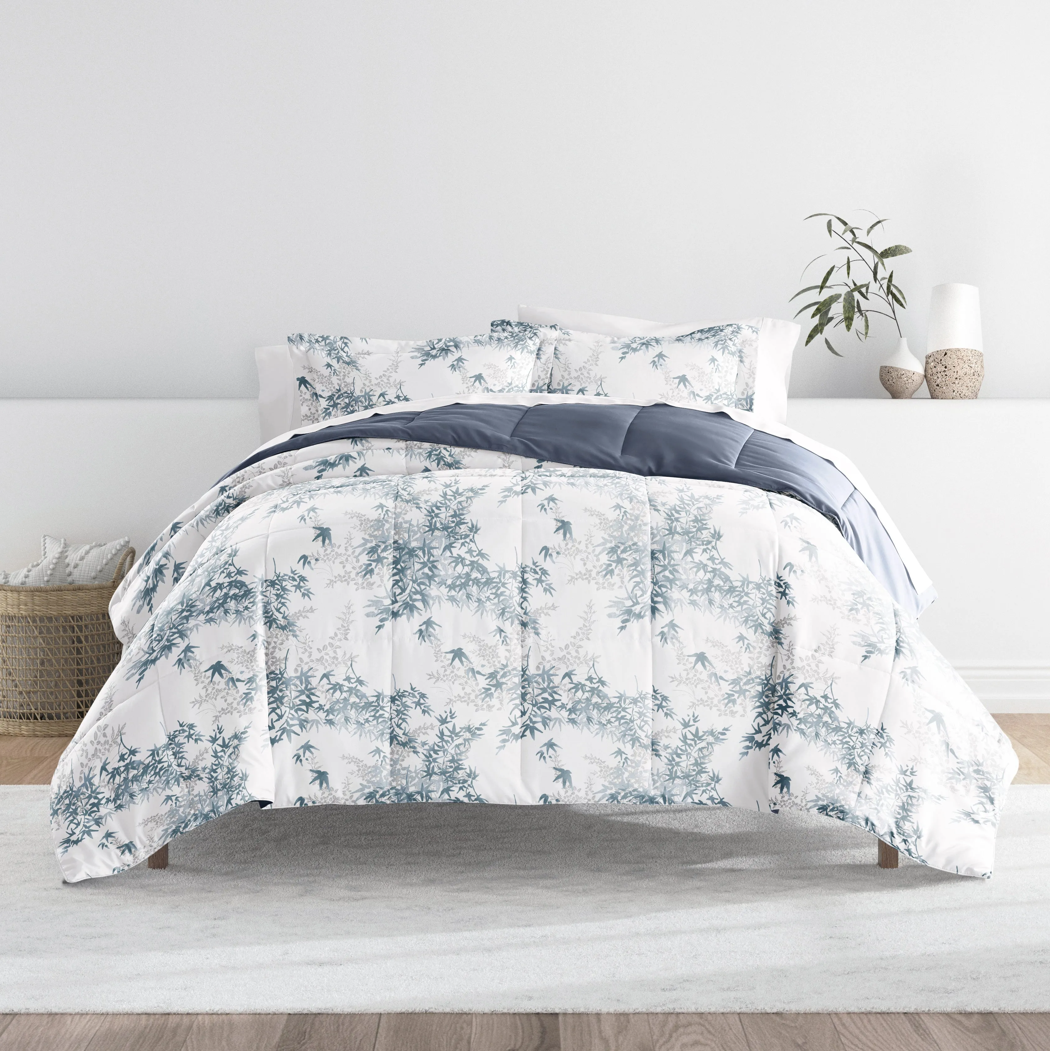 Bamboo Leaves Reversible Down-Alternative Comforter Set