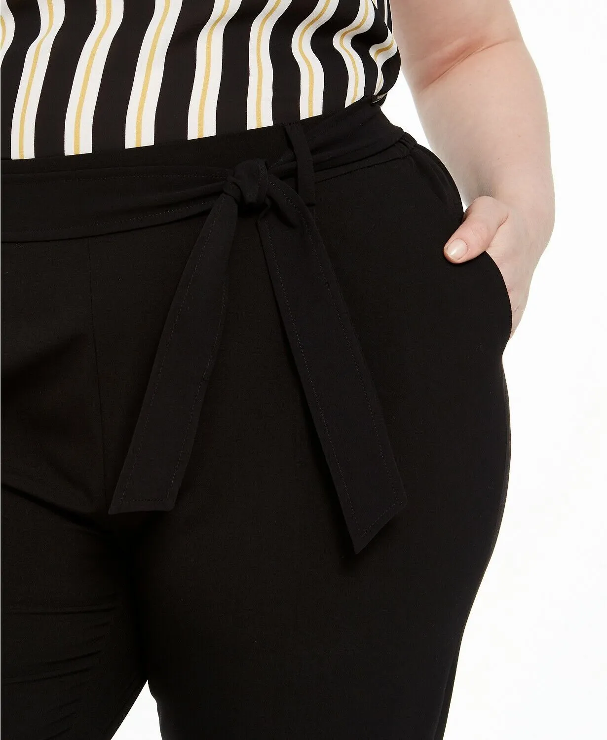 Bar III Trendy Plus Tie-Waist Pants