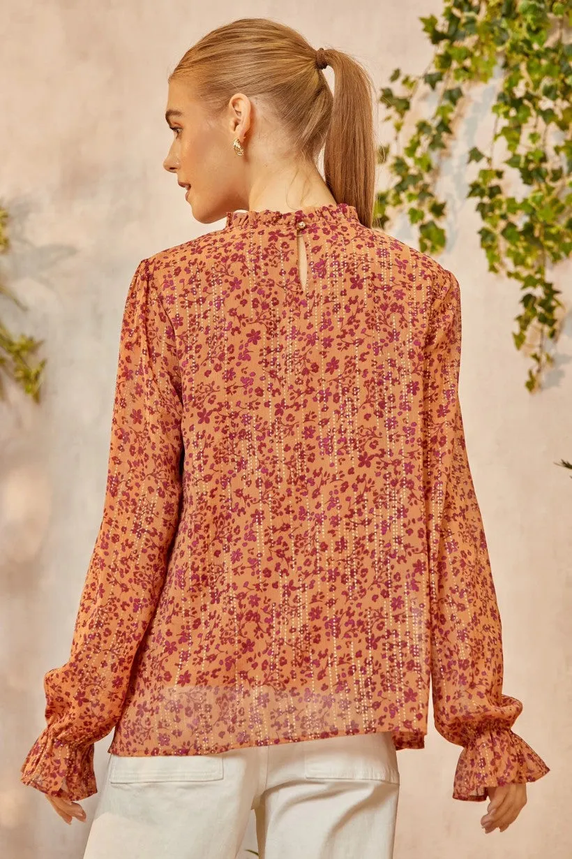 Beautiful Tomorrow Blouse - Rust & Magenta