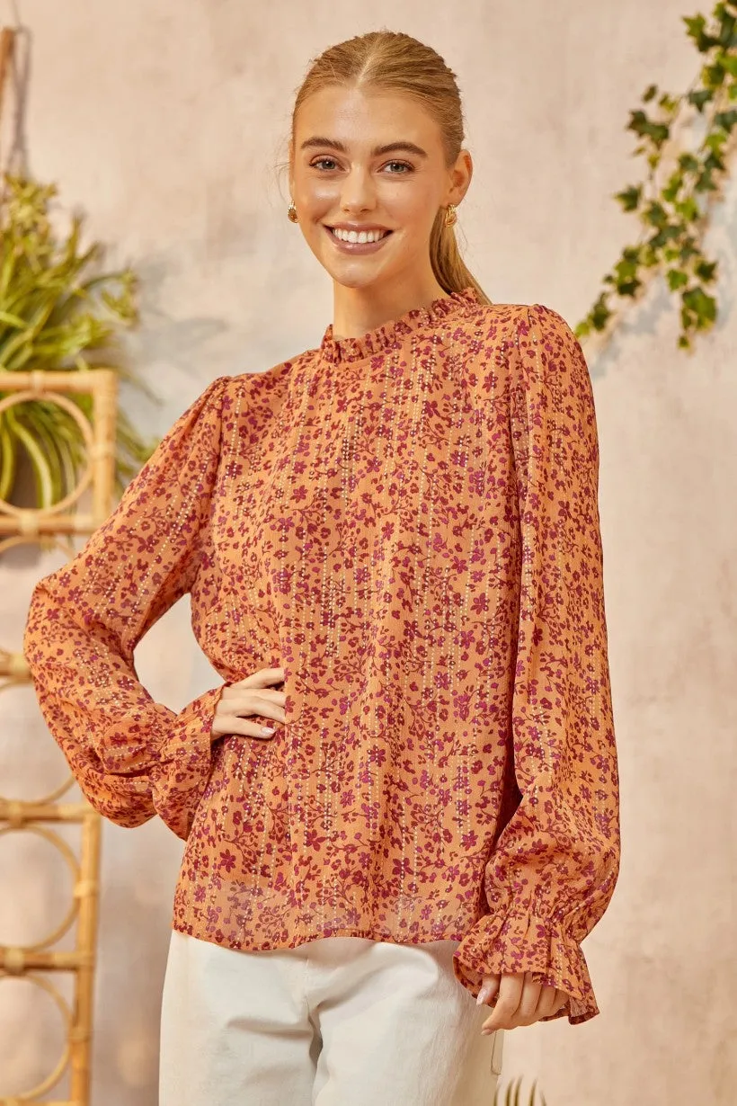 Beautiful Tomorrow Blouse - Rust & Magenta