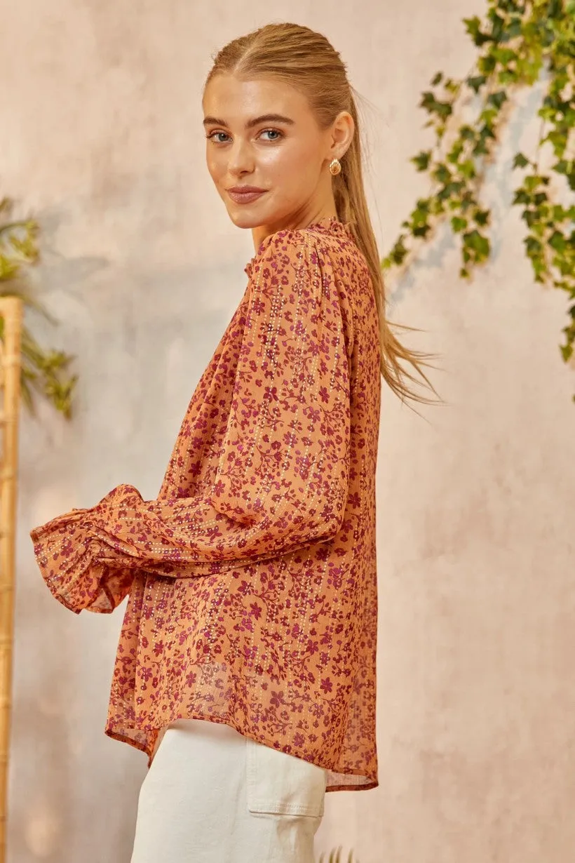 Beautiful Tomorrow Blouse - Rust & Magenta