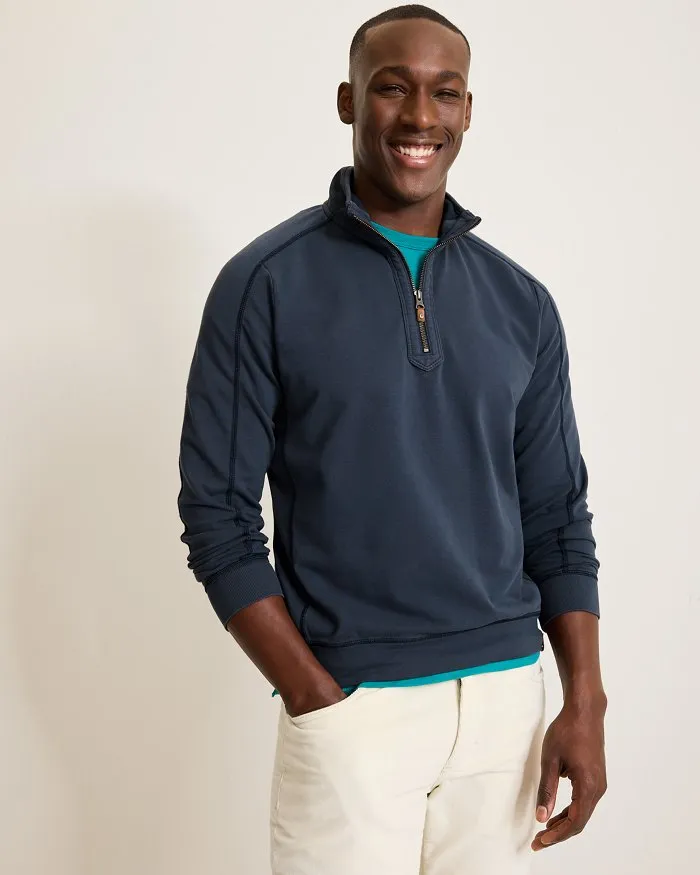 Ben & Terry Half-Zip Sweatshirt in Ocean Deep by Tommy Bahama