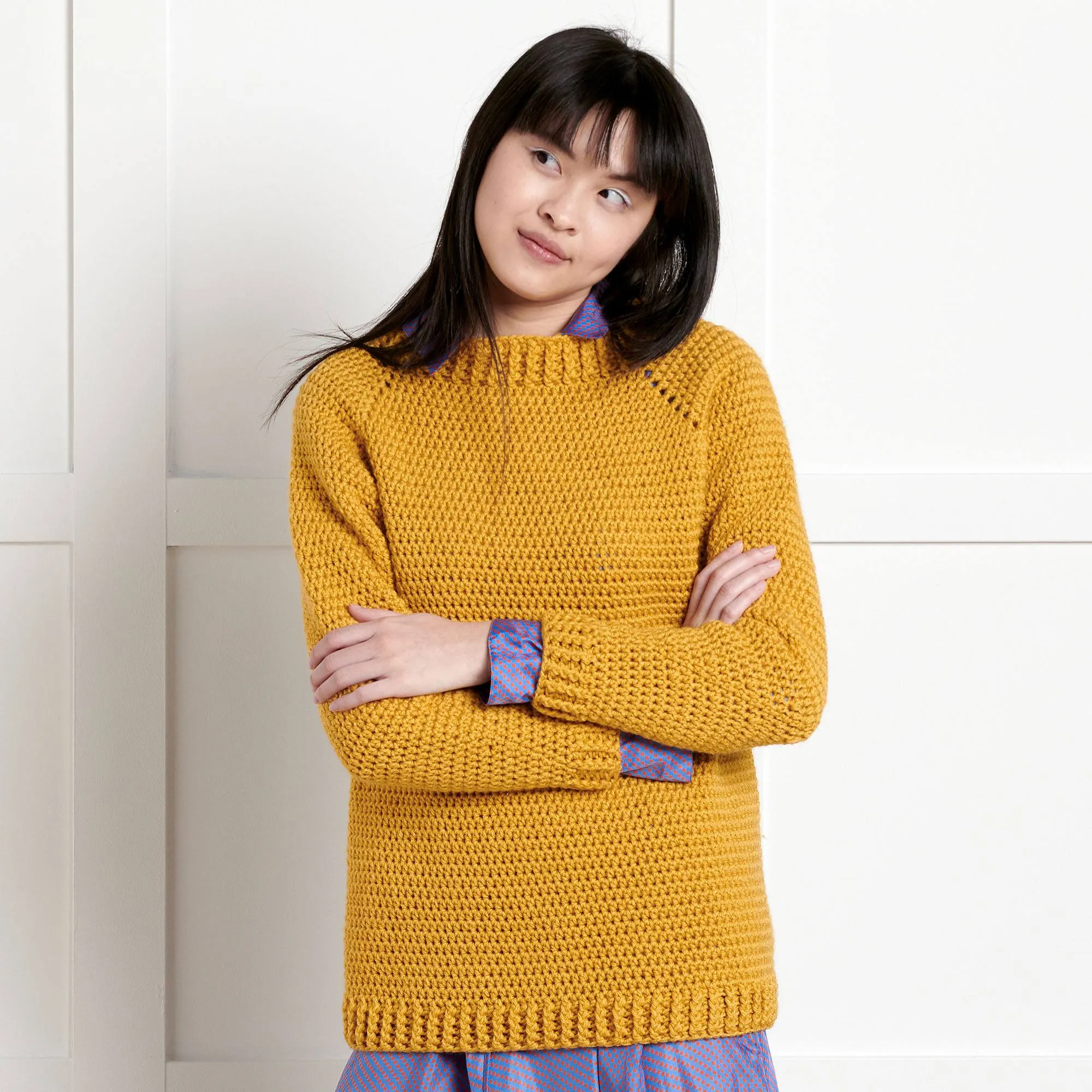 Bernat Beginner Down & Around Crochet Pullover