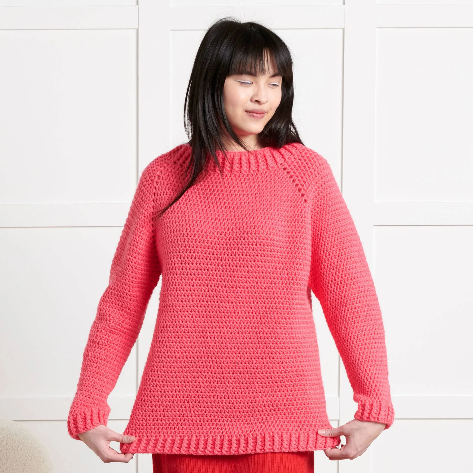 Bernat Beginner Down & Around Crochet Pullover