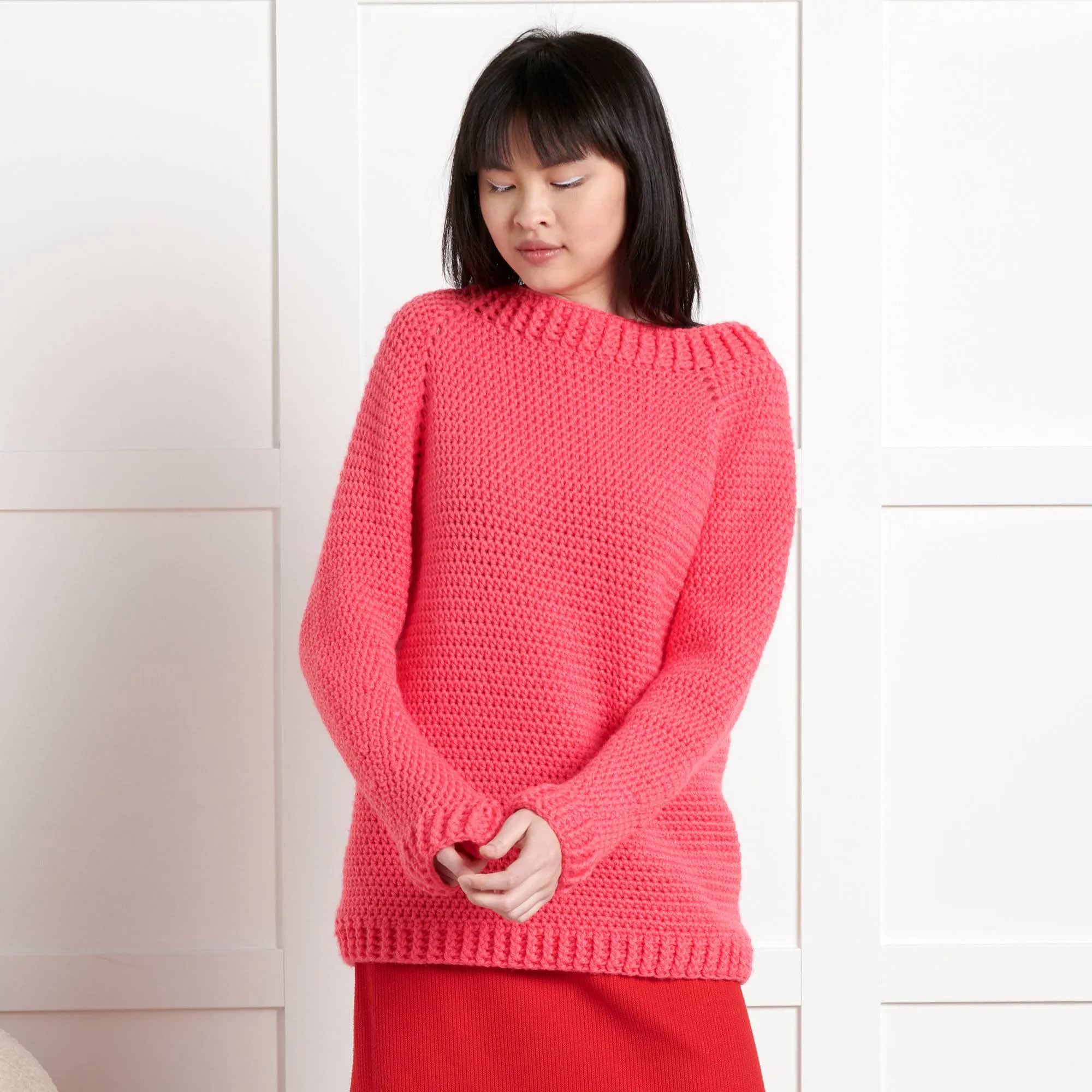 Bernat Beginner Down & Around Crochet Pullover