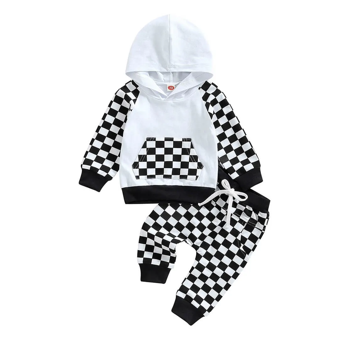 Checkered Pants Hooded Toddler Set