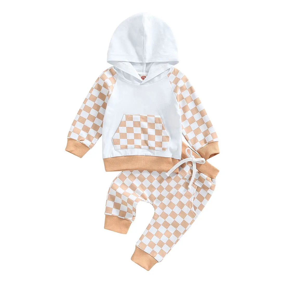 Checkered Pants Hooded Toddler Set