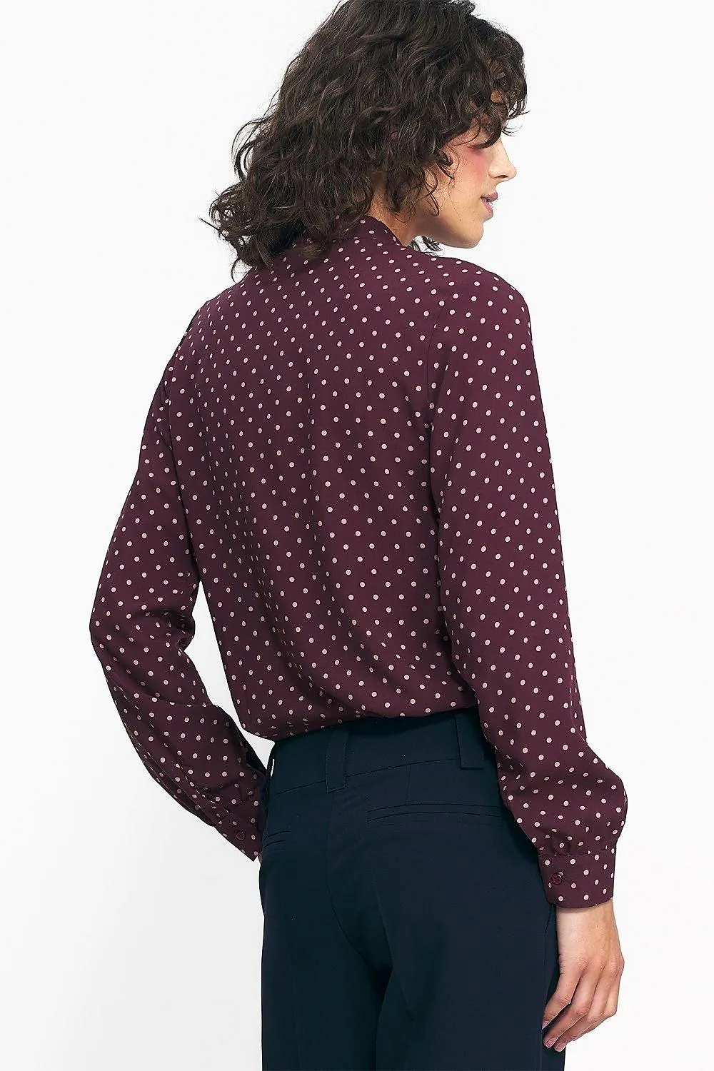 Chic Collared Long Sleeve Shirt with Pea Print for Effortless Autumn Style