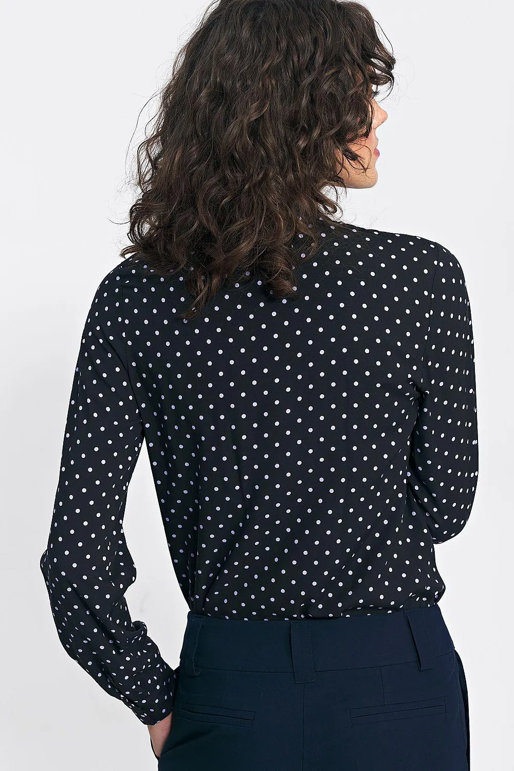 Chic Collared Long Sleeve Shirt with Pea Print for Effortless Autumn Style