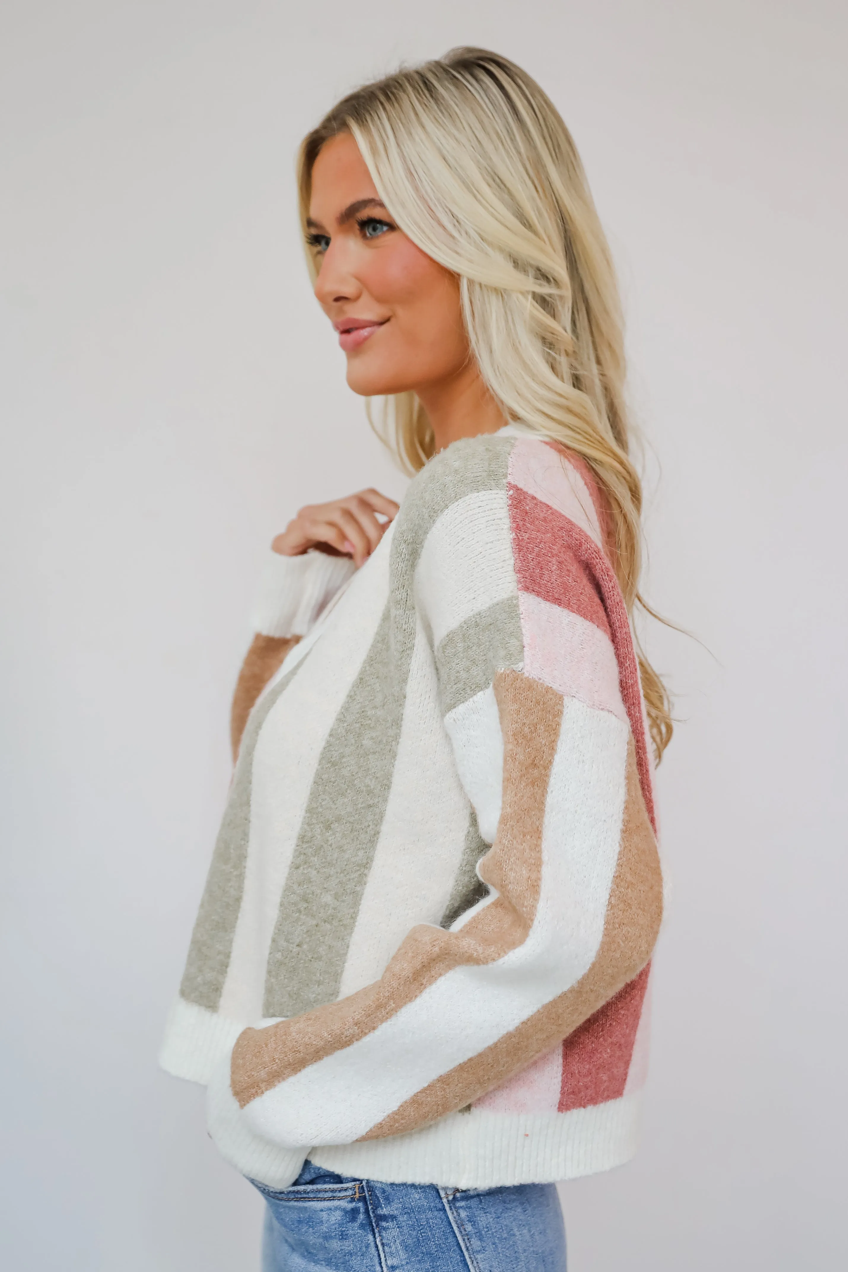 Classically Cozy Striped Color Block Sweater Cardigan