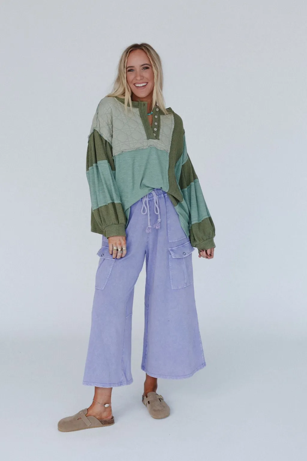 Cozy Oasis Multi Color Top - Green