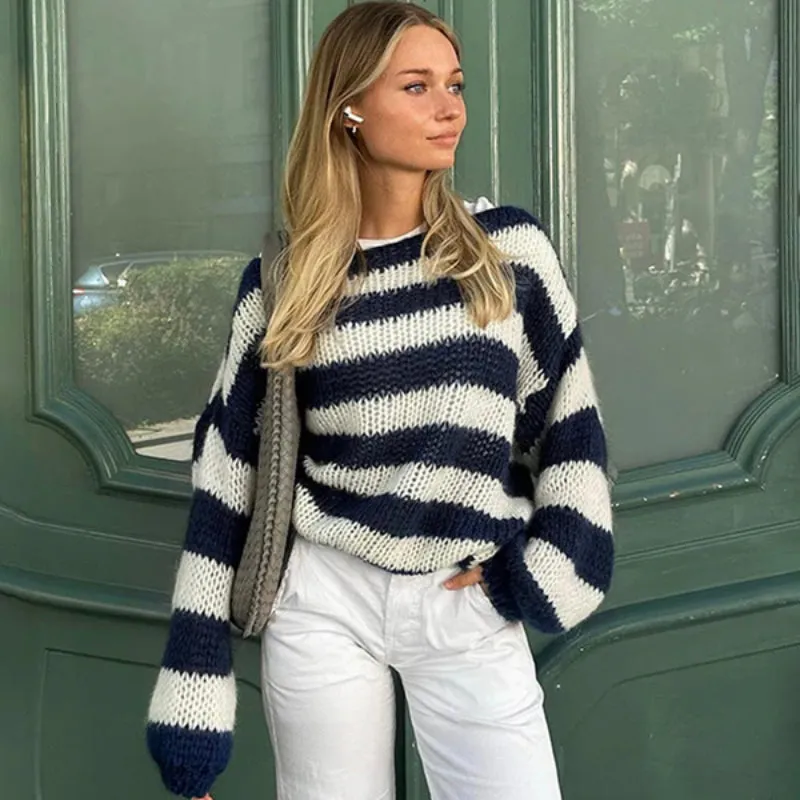 Cozy Striped Oversized Knit Sweater