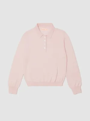 Dusty pink Aoife cashmere polo shirt