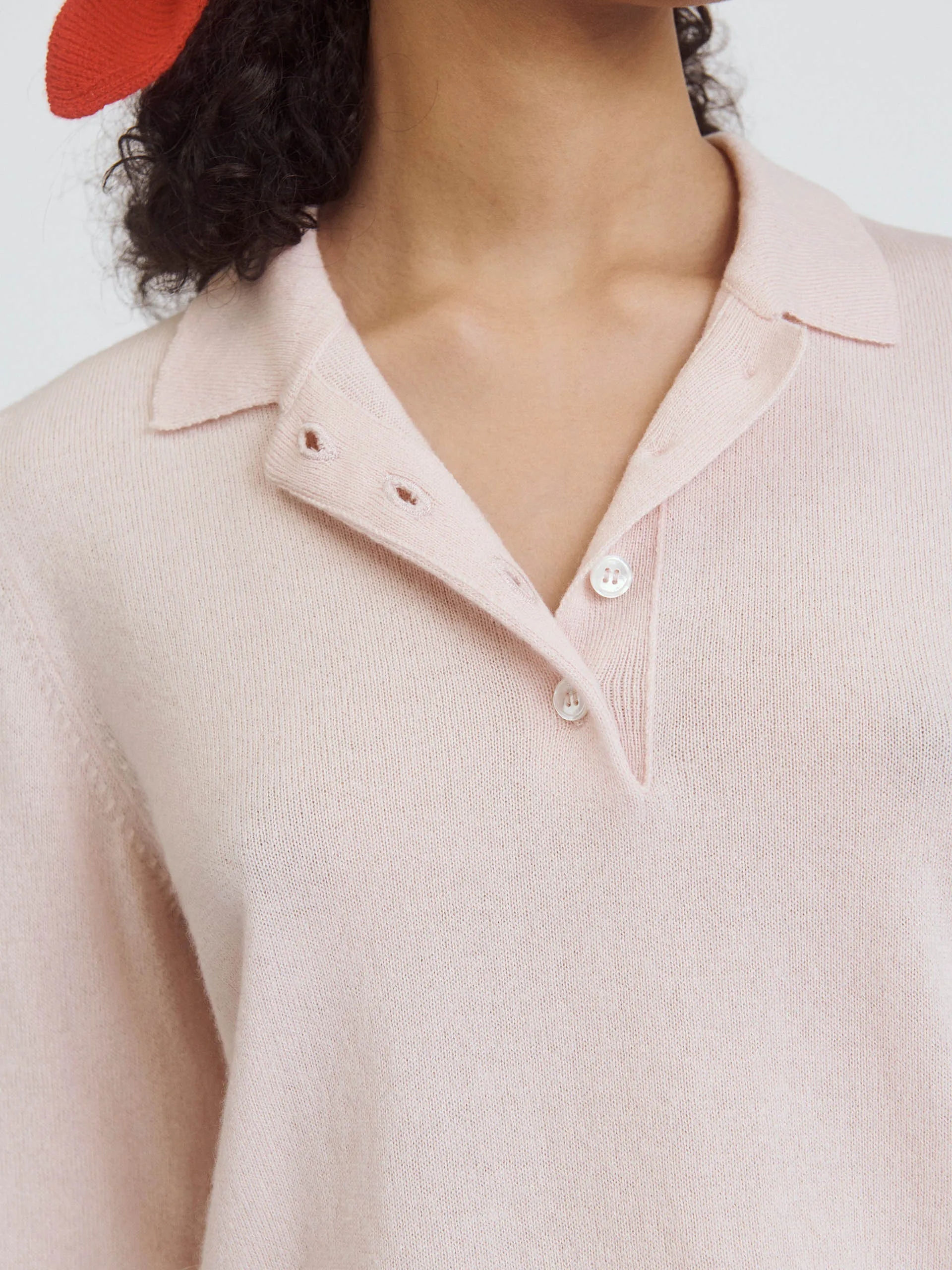 Dusty pink Aoife cashmere polo shirt