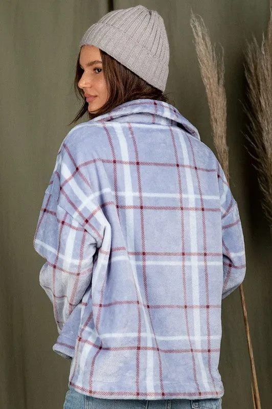 Elsa Soft Teddy Plaid Shacket