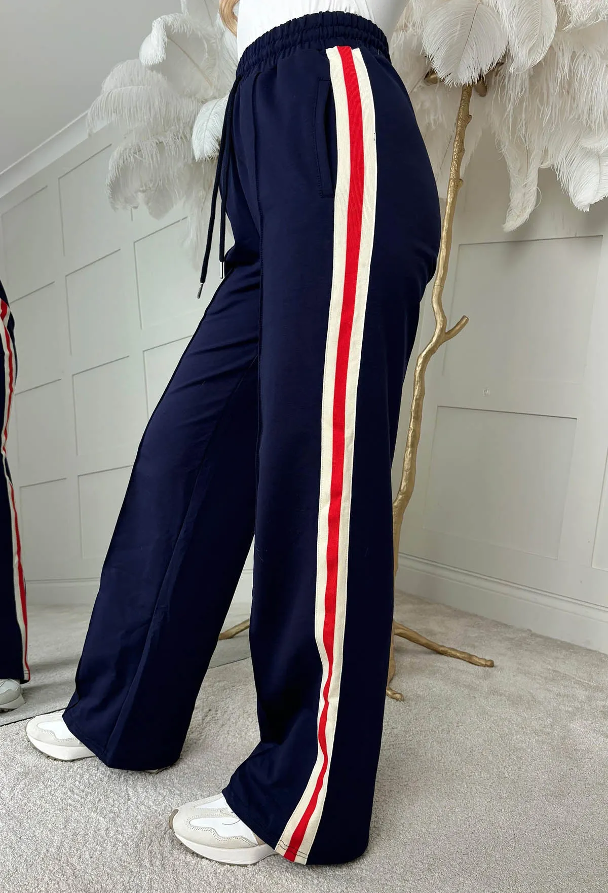 Everyday Thrills Navy Side Stripe Trousers