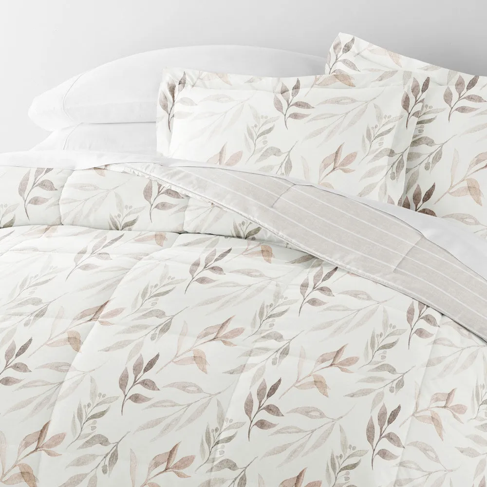 Foliage Stripe Reversible Down-Alternative Comforter Set - 12 Days of Deals