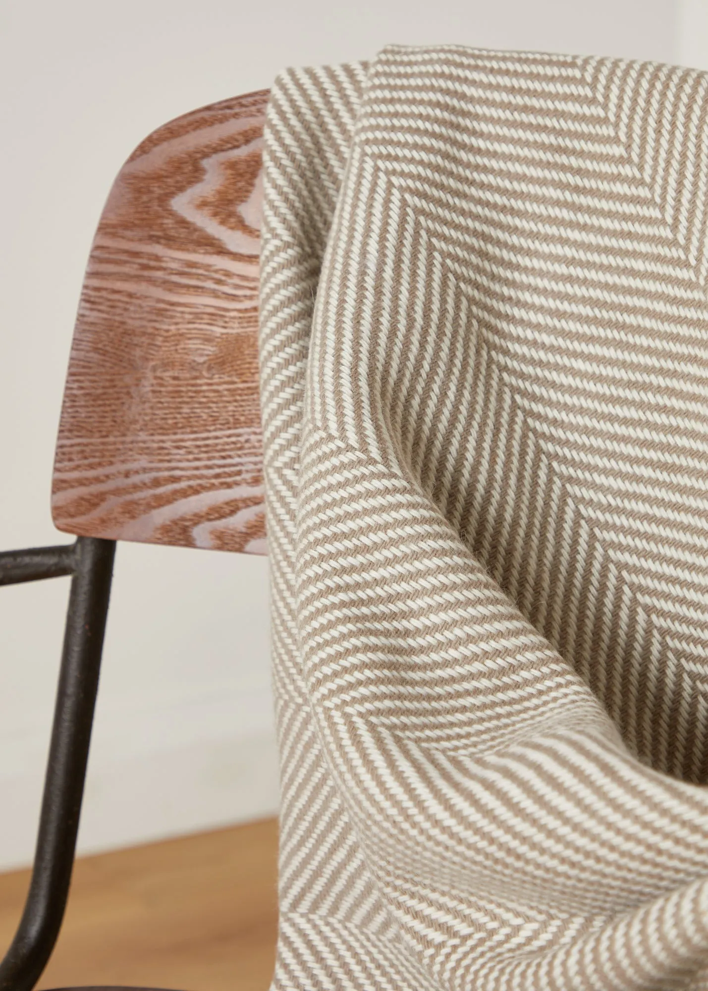 Foxford Mink Herringbone Merino Throw