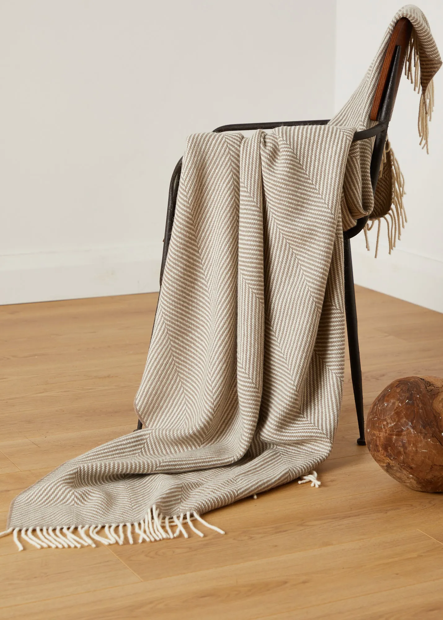 Foxford Mink Herringbone Merino Throw