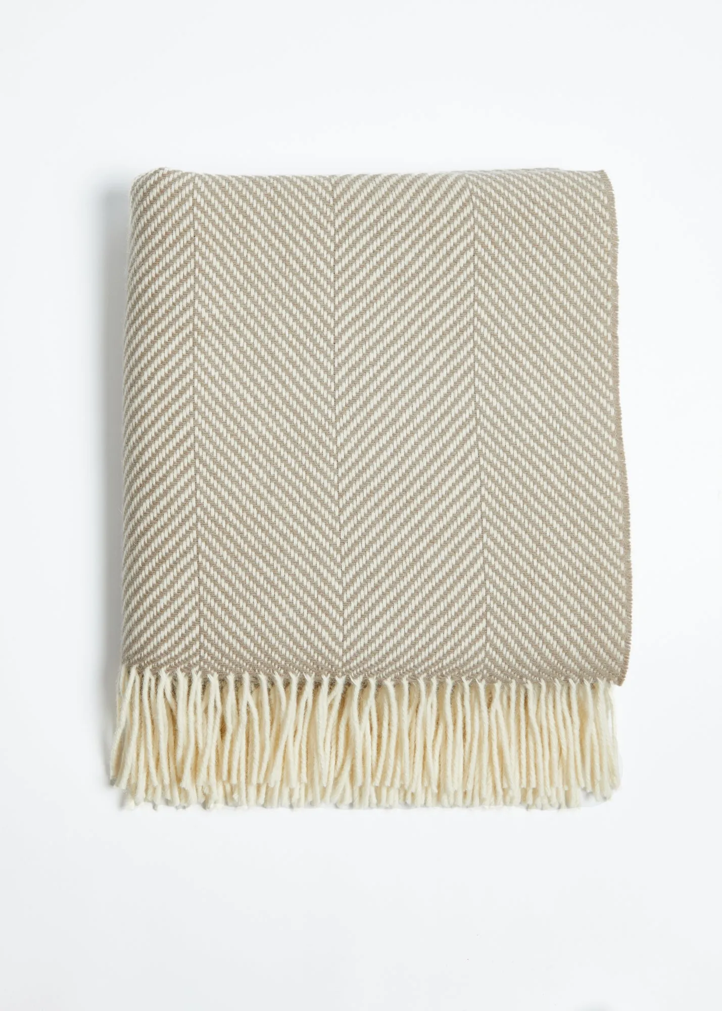 Foxford Mink Herringbone Merino Throw