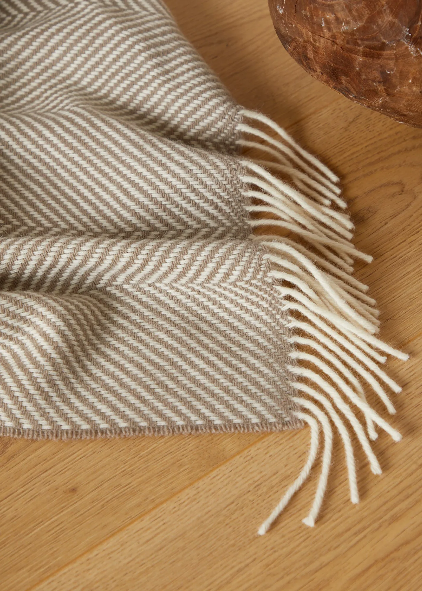 Foxford Mink Herringbone Merino Throw