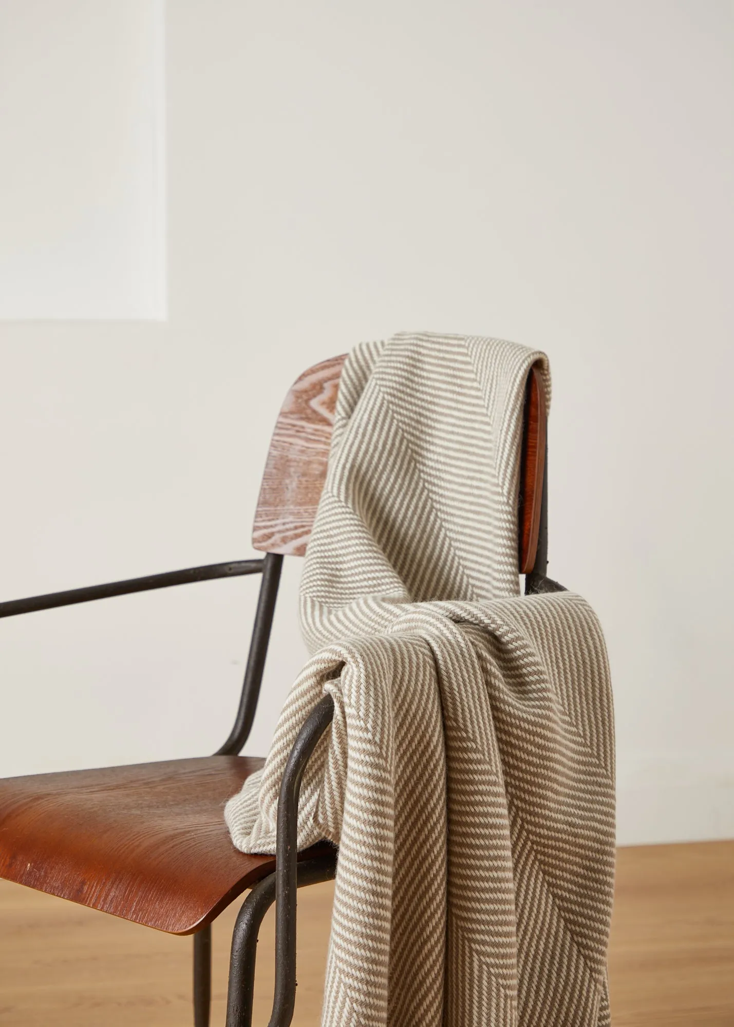 Foxford Mink Herringbone Merino Throw