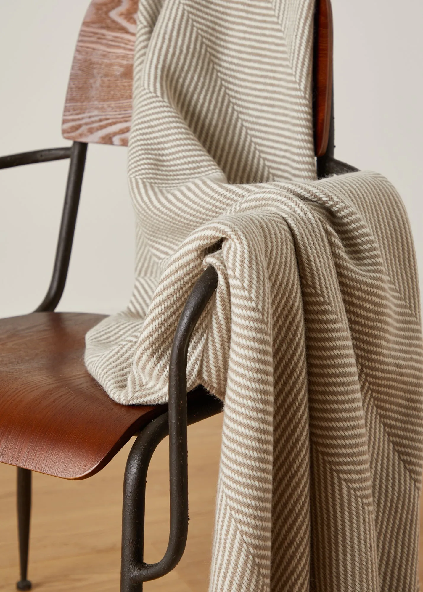 Foxford Mink Herringbone Merino Throw