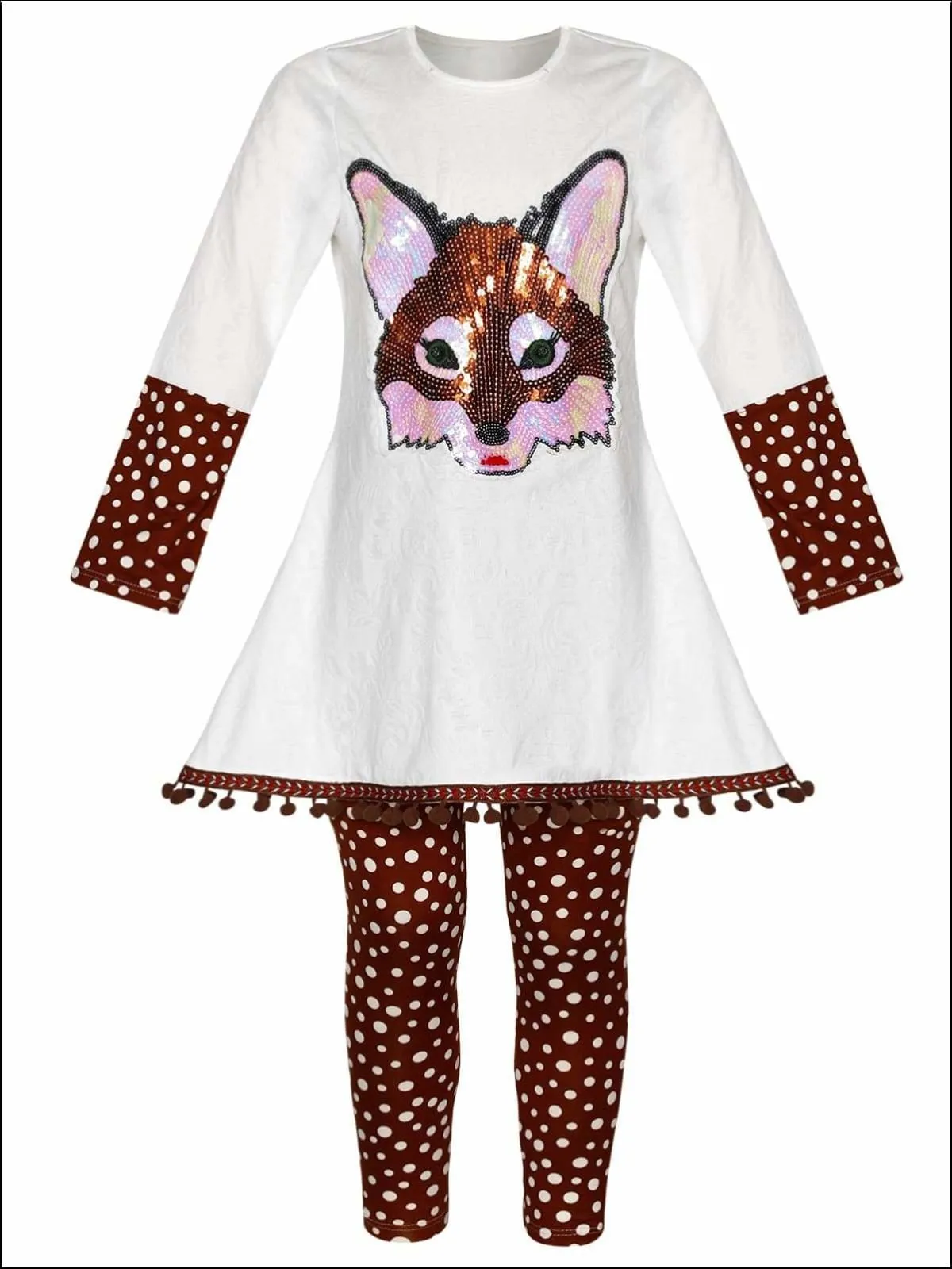 Girls Cuffed Long Sleeve Applique Swing Tunic And Legging Set