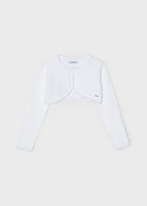 Girls White Bolero Sweater