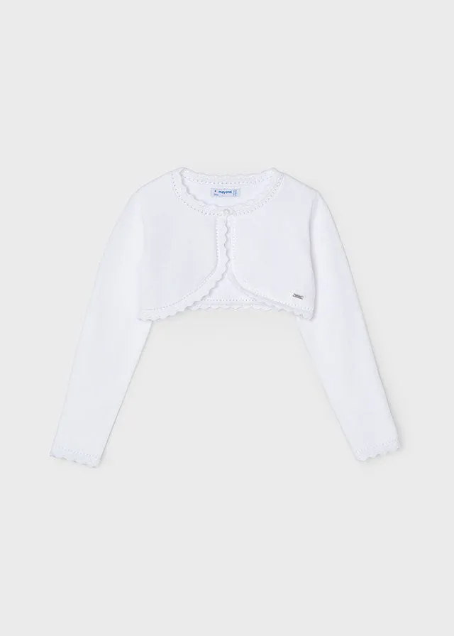 Girls White Bolero Sweater