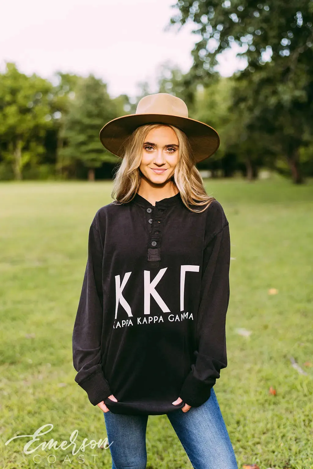 Kappa Kappa Gamma Simple Black Thermal Henley