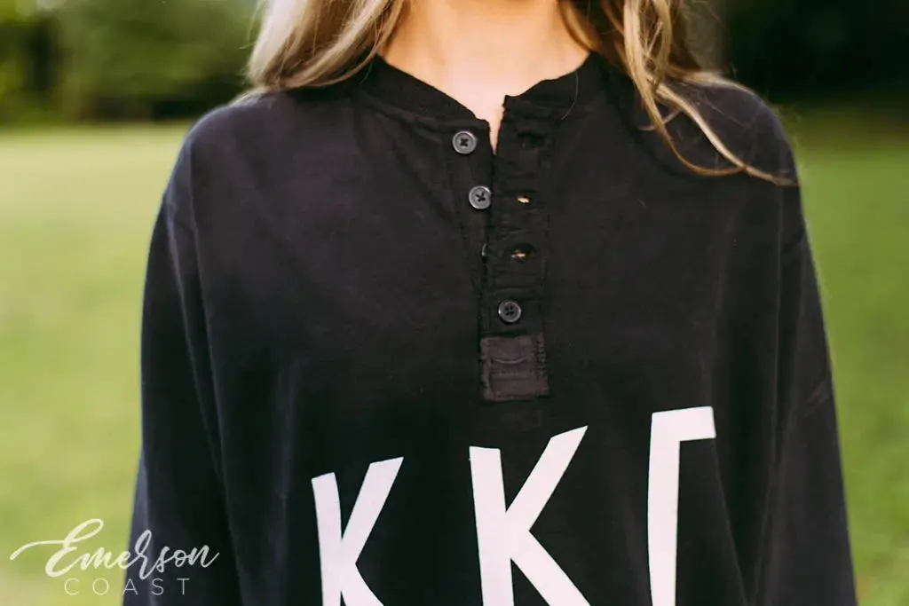 Kappa Kappa Gamma Simple Black Thermal Henley