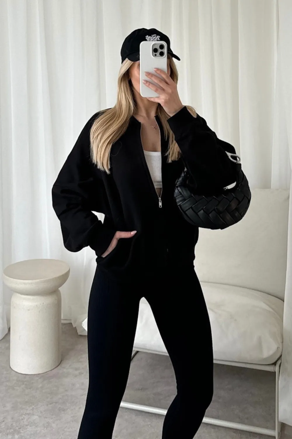 Kayla black bomber jacket and legging set