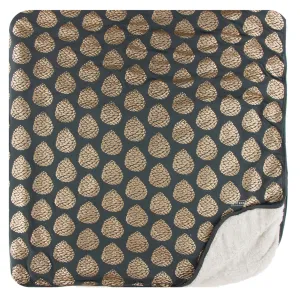 KicKee Pants Pewter Pinecones Sherpa-Lined Throw Blanket