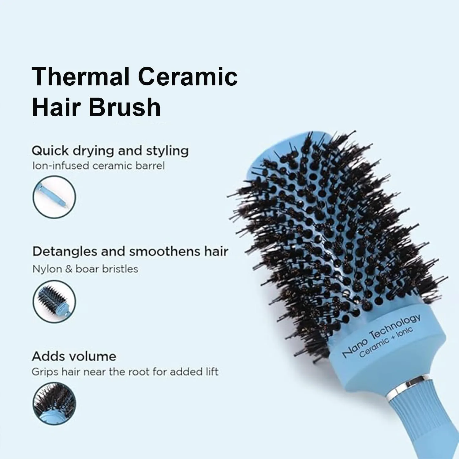 Kuber Industries Hair Brush | Bristles Brush | Hair Brush with Paddle | Sharp Hair Brush for Woman | Suitable For All Hair Types | TGX525..-C19P.. | Ice Blue & Purple