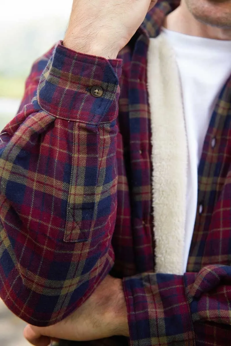 Lee Valley Flannel Fleece Lined Shirt - Maroon & Navy Checkered