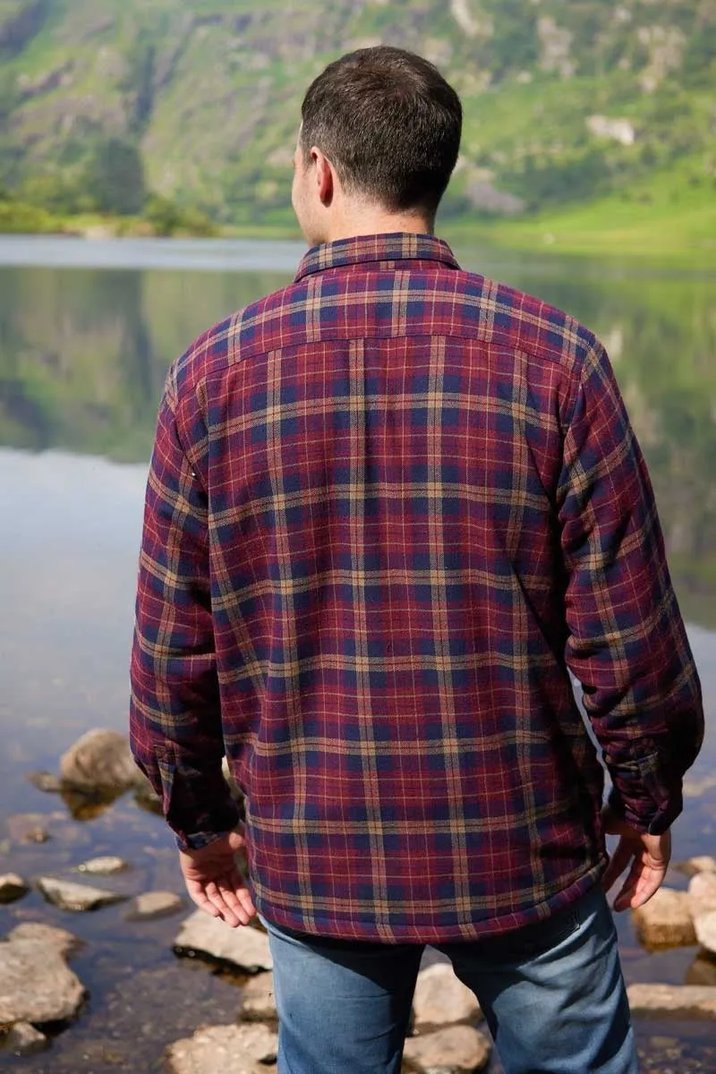 Lee Valley Flannel Fleece Lined Shirt - Maroon & Navy Checkered