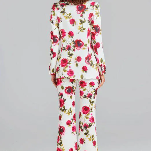 Louiza Long Sleeve Floral Top And Floral Flared Pants Set