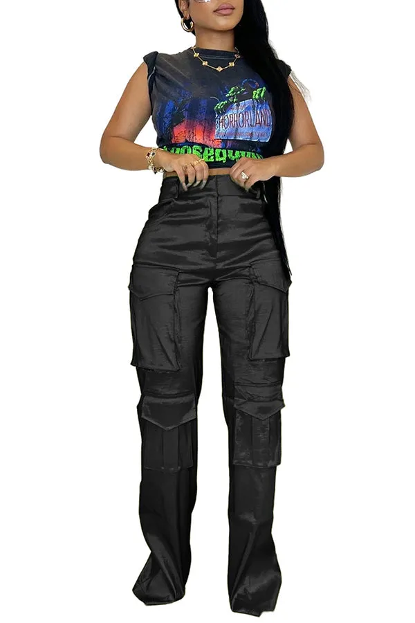 MB FASHION High-Waisted Cargo Pants with Pockets 0617LY