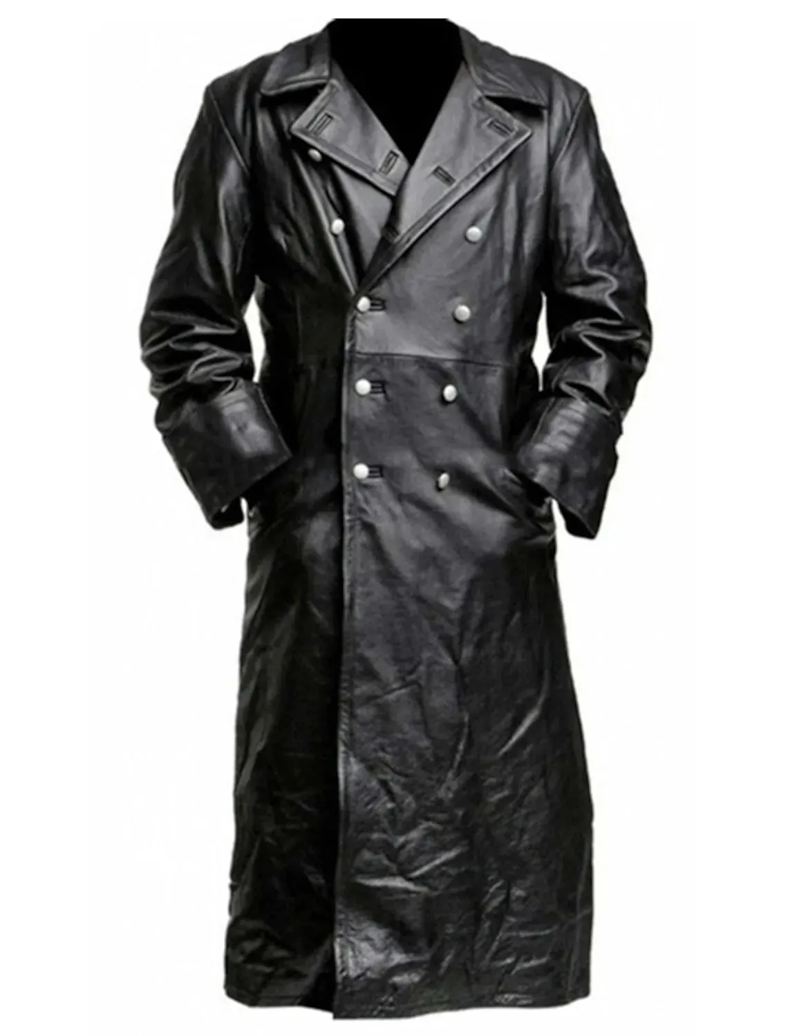 Mens German Officer Leather Trench Coat