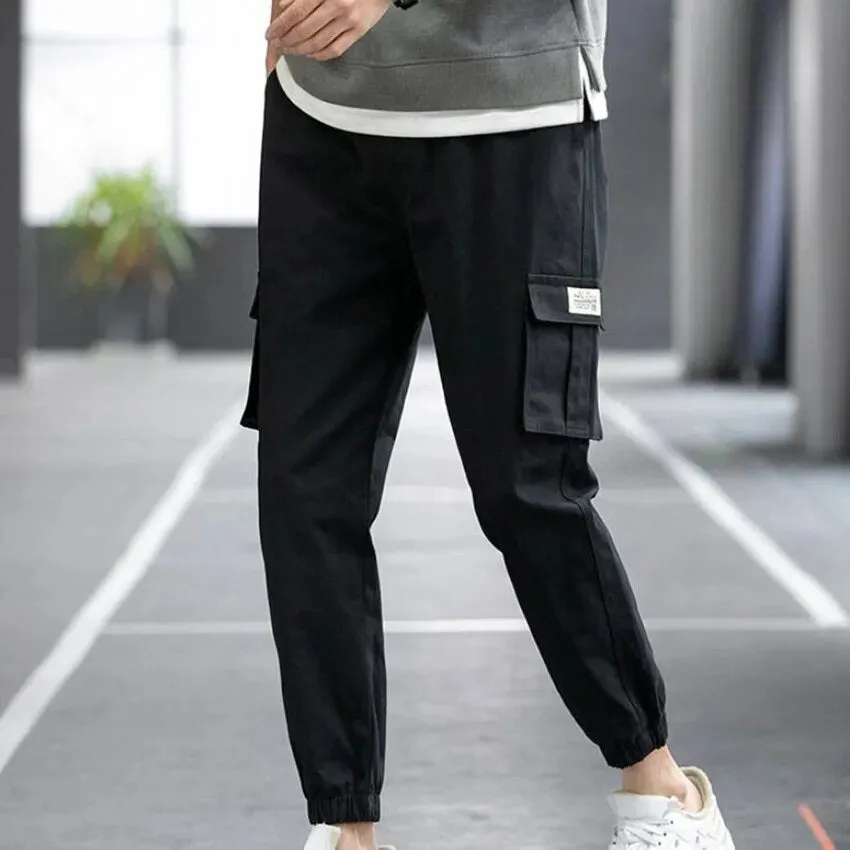 Men's Trendy Black Loose Cargo Baggy Pants | Ideal for Summer