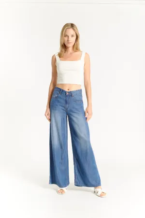 Mid Rise Wide Palazzo Jeans