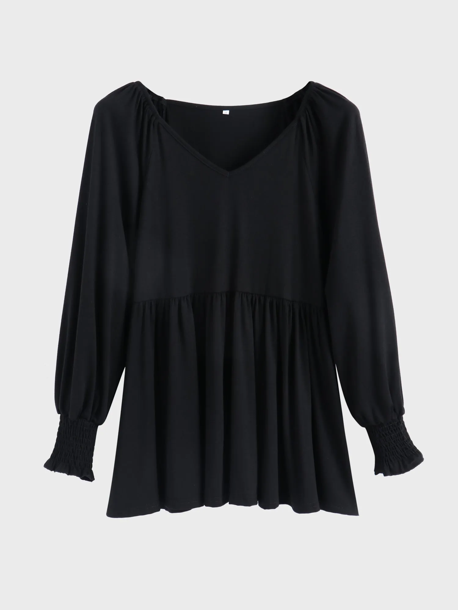 Midsize V-neck Long Sleeve Casual Blouse