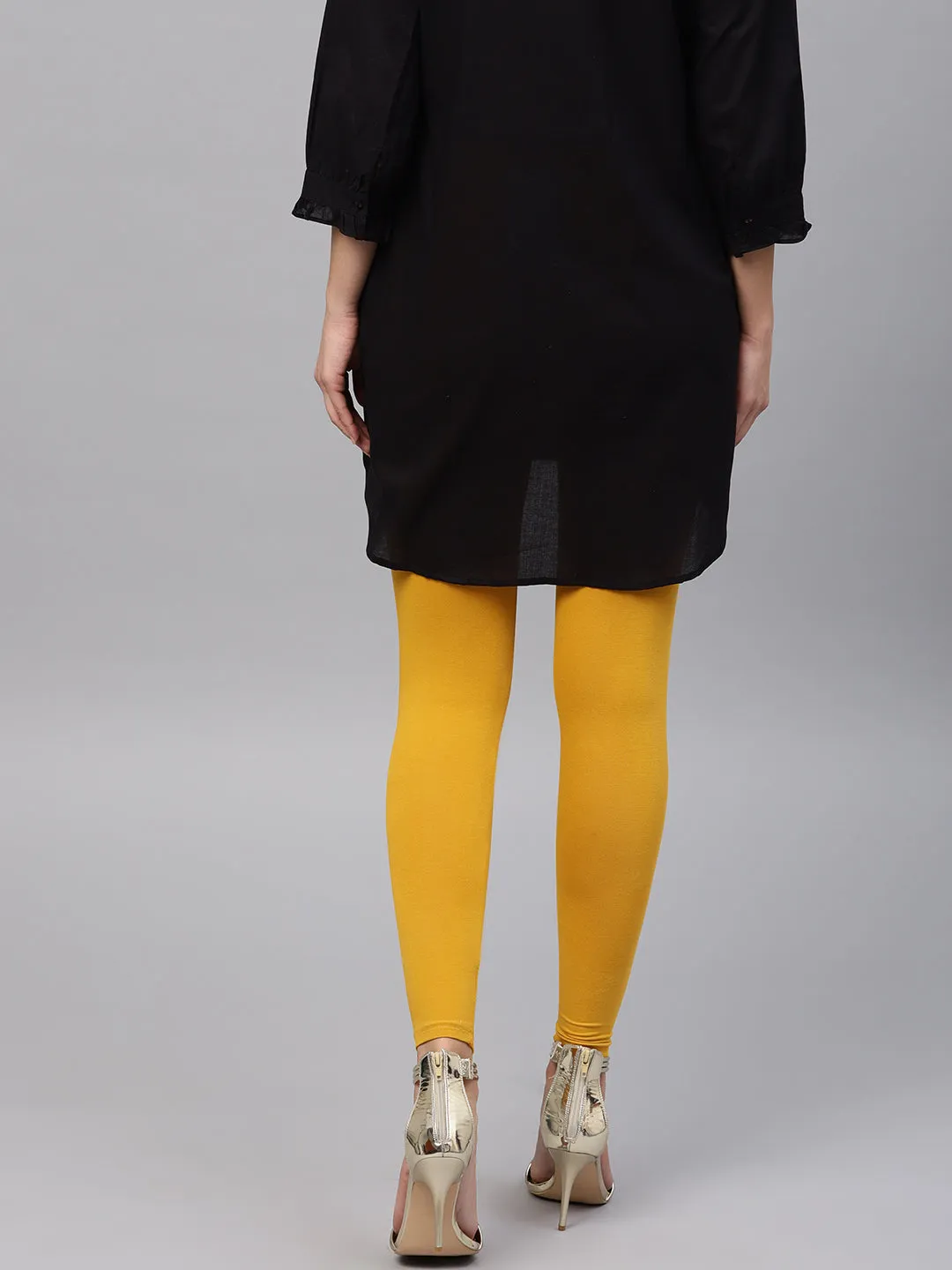 Modish Mustard Cotton Lycra Solid Legging