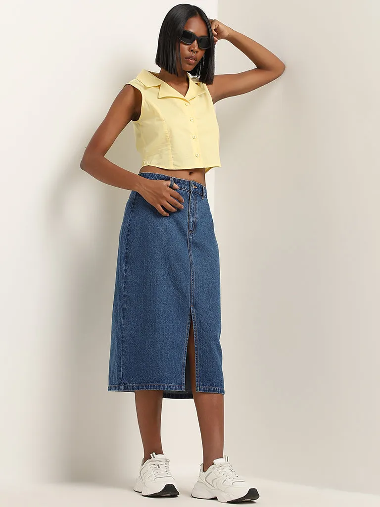 Nuon Light Yellow Cropped Cotton Shirt