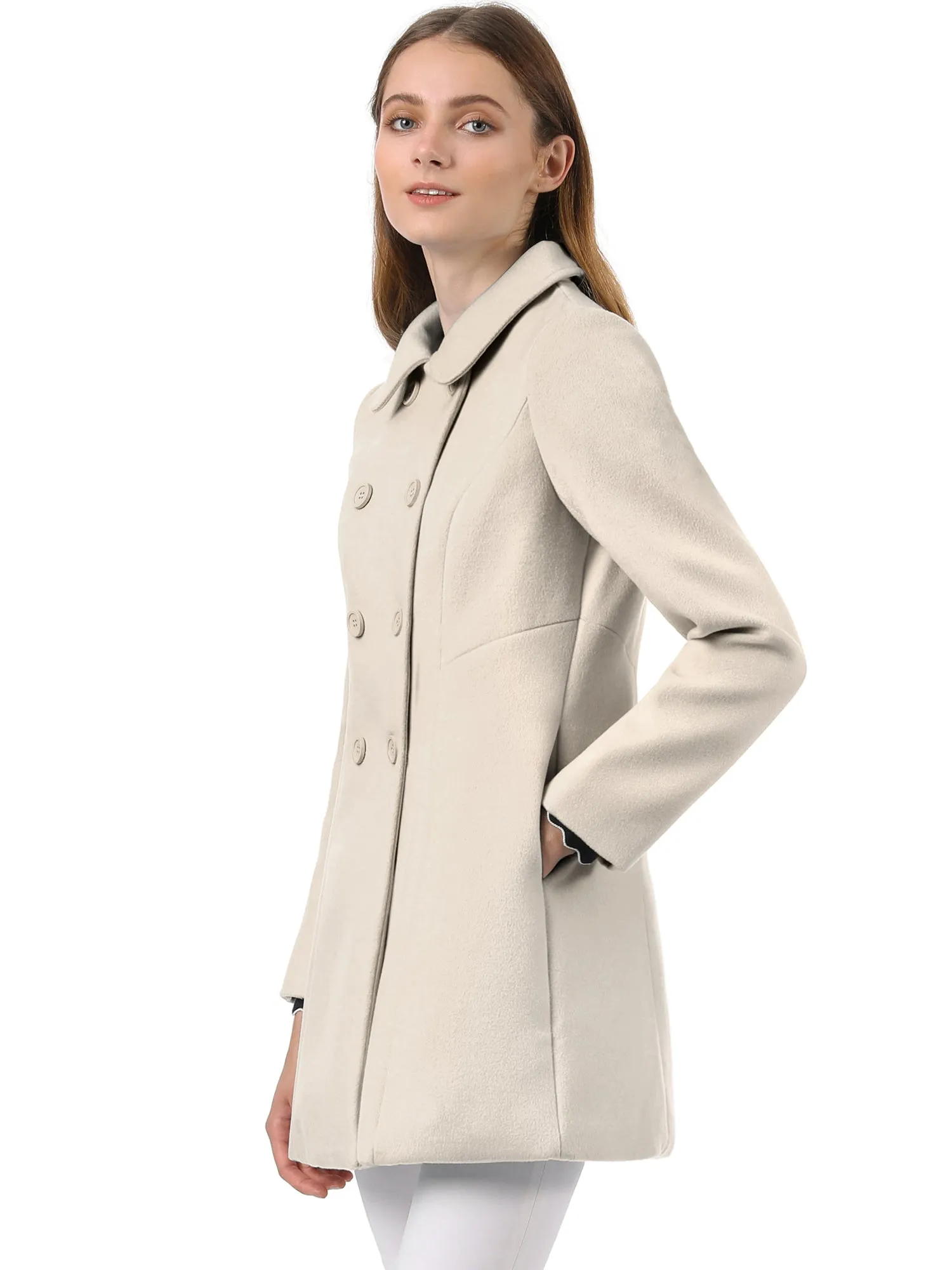 Peter Pan Collar Double Breasted Long Trench Pea Coat